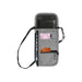 Ross GRS Recycled Smart Travel Pouch - A grey travel pouch with multiple compartments for holding documents, cards, and a device. It features a logo.