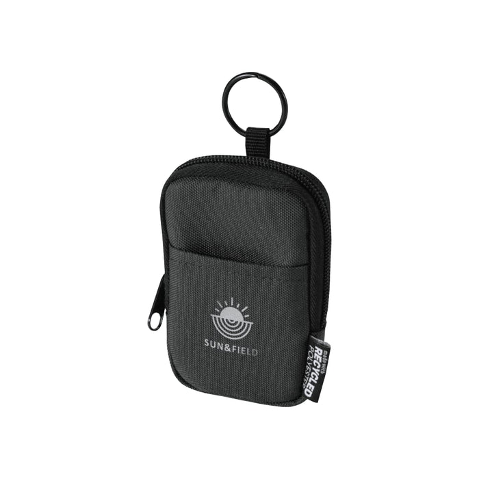 Byron Clip & Go GRS Recycled Small Pouch 0.2L - A small black pouch with a zipper and a keyring, featuring a logo and made from recycled materials.