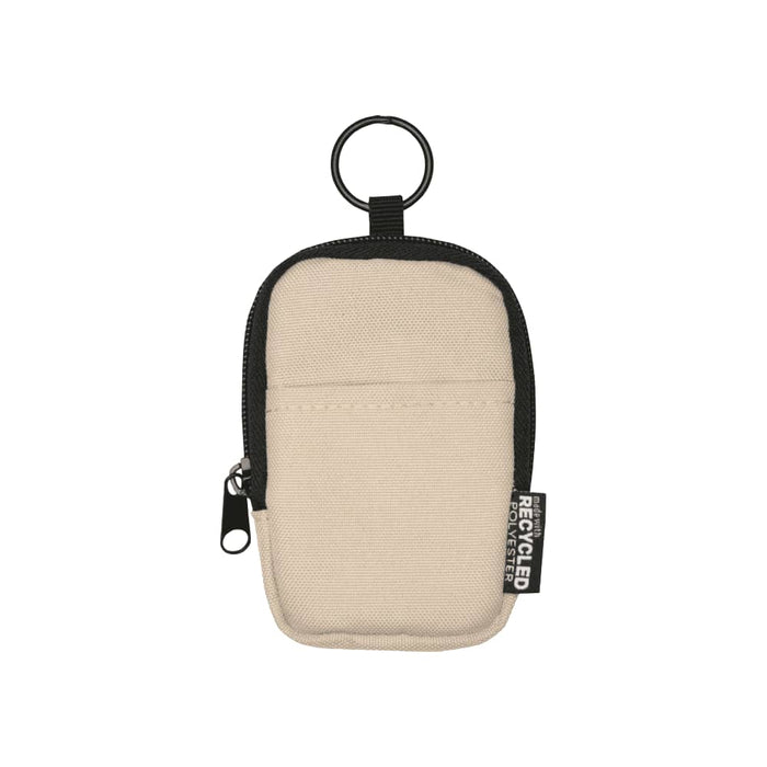Byron Clip & Go GRS Recycled Small Pouch 0.2L - A small pouch made from recycled materials, featuring a beige body, black accents, and a keyring attachment.
