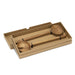 Keepsake Luca Salad Servers - A pair of wooden salad servers in a kraft box, featuring a fork and spoon design with black accents.
