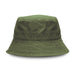 Bondi Washed Bucket Hat - A green Bondi Washed Bucket Hat with a textured fabric and a wide brim, featuring a logo on the side.