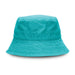 Bondi Washed Bucket Hat - A turquoise bucket hat with a soft, textured fabric and a wide brim. It features a logo on the side.