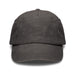Vintage Washed Cap - A vintage washed cap in dark grey with a curved brim and a logo on the front.