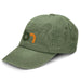 Vintage Washed Cap - A vintage washed cap in olive green with a logo on the front. The cap features a curved brim and textured fabric.