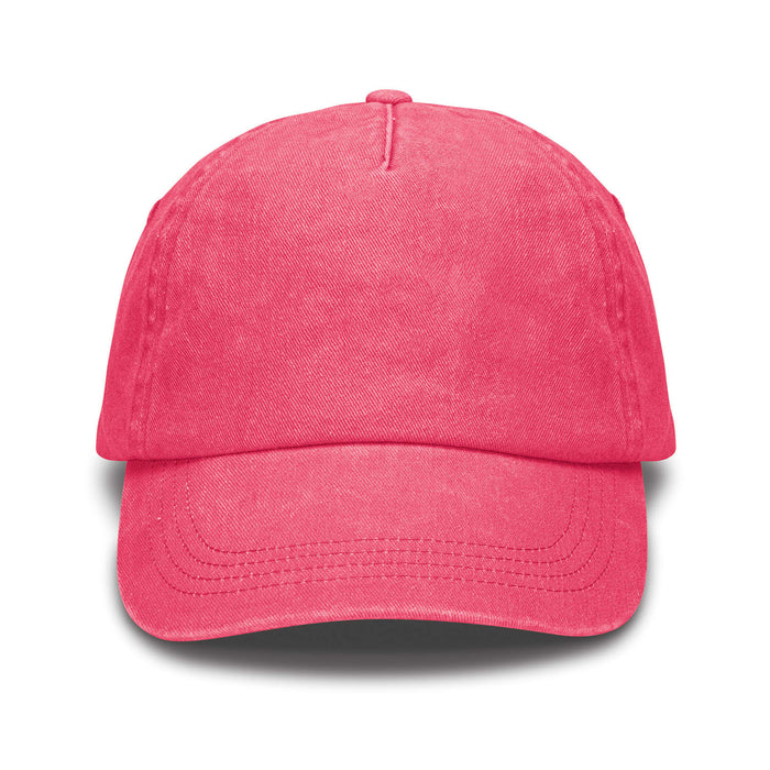 Vintage Washed Cap - A vintage washed cap in a vibrant pink colour with a curved brim and an adjustable strap at the back.