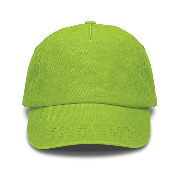 Vintage Washed Cap - A green vintage washed cap with a curved brim and a logo on the front.