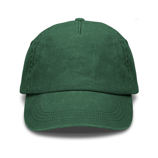 Vintage Washed Cap - A vintage washed cap in deep green with an adjustable strap and a logo on the front.