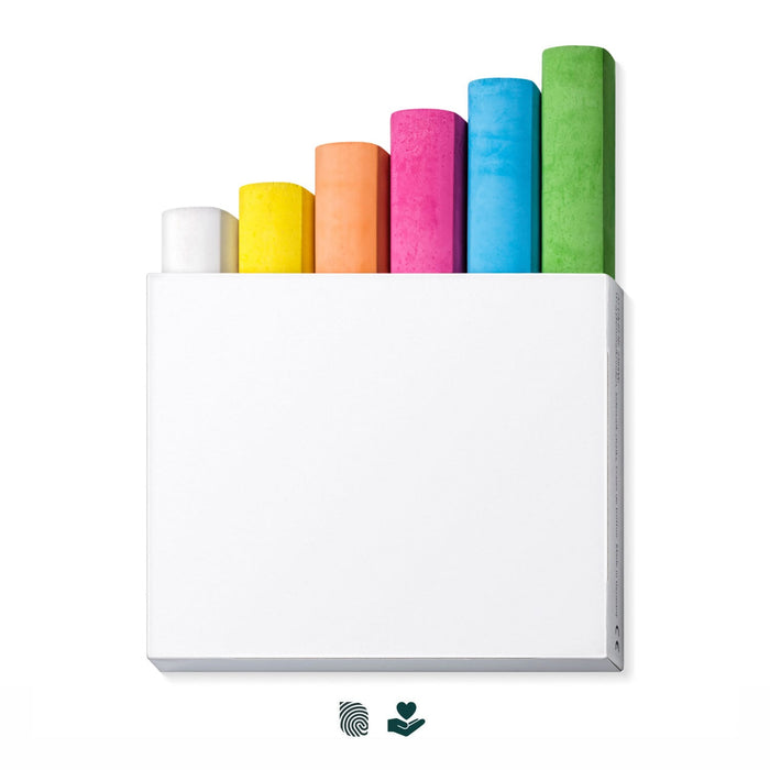 STAEDTLER Assorted Sidewalk Chalk Set - A set of assorted sidewalk chalk featuring six vibrant colours: white, yellow, orange, pink, blue, and green.