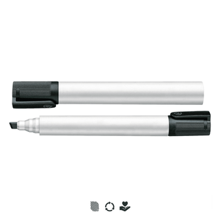 Staedtler Lumocolor Whiteboard Marker - Chisel Tip - A Staedtler Lumocolor whiteboard marker with a chisel tip in silver and black, featuring a textured grip.