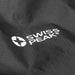 Swiss Peak Urban Unisex Windbreaker - A close-up of a black windbreaker featuring a logo on the front. The fabric has a subtle textured pattern.