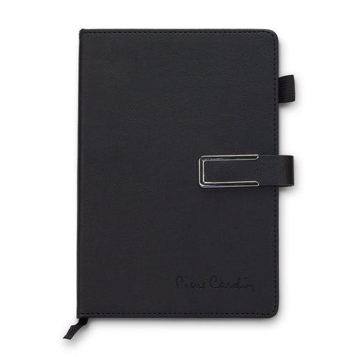 Pierre Cardin Fontaine Weekly Diary - 2027 - A black weekly diary with a clasp and a logo, featuring a simple and elegant design.