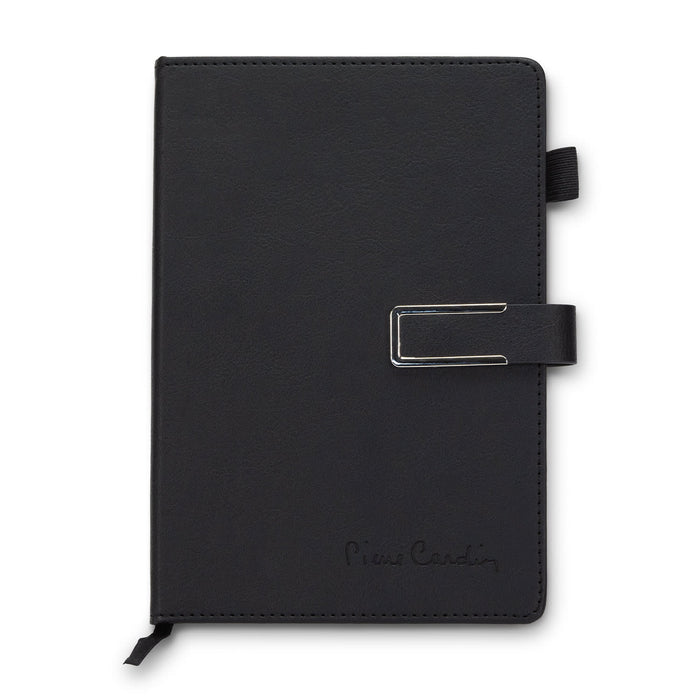 Pierre Cardin Fontaine Weekly Diary - 2027 - A black weekly diary with a clasp and a logo, featuring a simple and elegant design.
