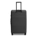Kadi Check-In Suitcase - Large - A large black suitcase with a retractable handle and wheels, featuring a smooth surface and an attached logo.