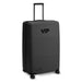 Kadi Check-In Suitcase - Large - A large black suitcase with a retractable handle and wheels, featuring a logo on the front.