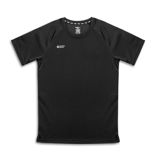 Swiss Peak Urban Unisex T-Shirt - A black unisex t-shirt with short sleeves and a logo on the front. Ideal for casual wear.