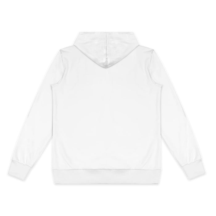 Custom Women's Active Zipped Hoodie - A white women's active zipped hoodie featuring a hood and long sleeves, with a plain back view.