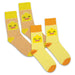 Pixel Knitted Business Socks - Set of 2 - A set of two pairs of brightly coloured socks featuring smiling duck designs in yellow and orange tones.