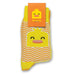 Pixel Knitted Business Socks - Set of 2 - A set of two yellow knitted socks with a smiling duck design and a zigzag pattern. Includes a tag with a duck logo.