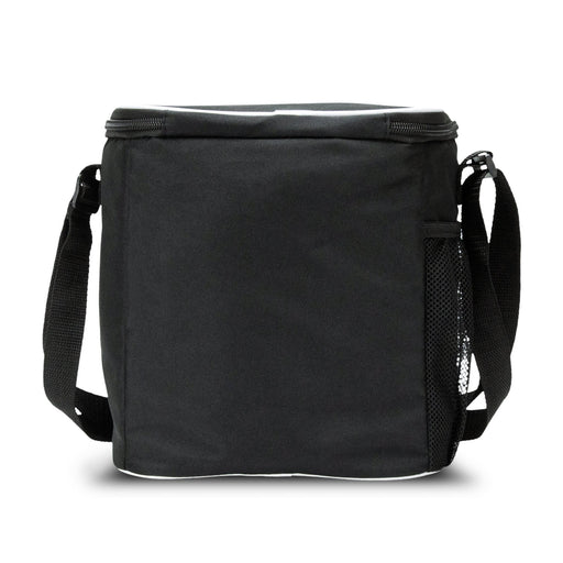 Franz Lunch Cooler Bag - A black lunch cooler bag with a shoulder strap and a side mesh pocket, featuring a simple design and zip closure.