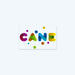 Prism Print - 78 x 48mm Sticker - A colourful sticker featuring textured letters spelling "CANE" in vibrant pink, blue, green, and yellow.