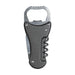 Multi-Tool Bottle Opener - A drink bottle opener in black and silver, featuring a bottle opener, corkscrew, and a compact design.