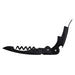 Premium Wine Waiters Knife - A premium wine waiters knife in black, featuring a corkscrew and a foil cutter. It has a sleek design and a logo.