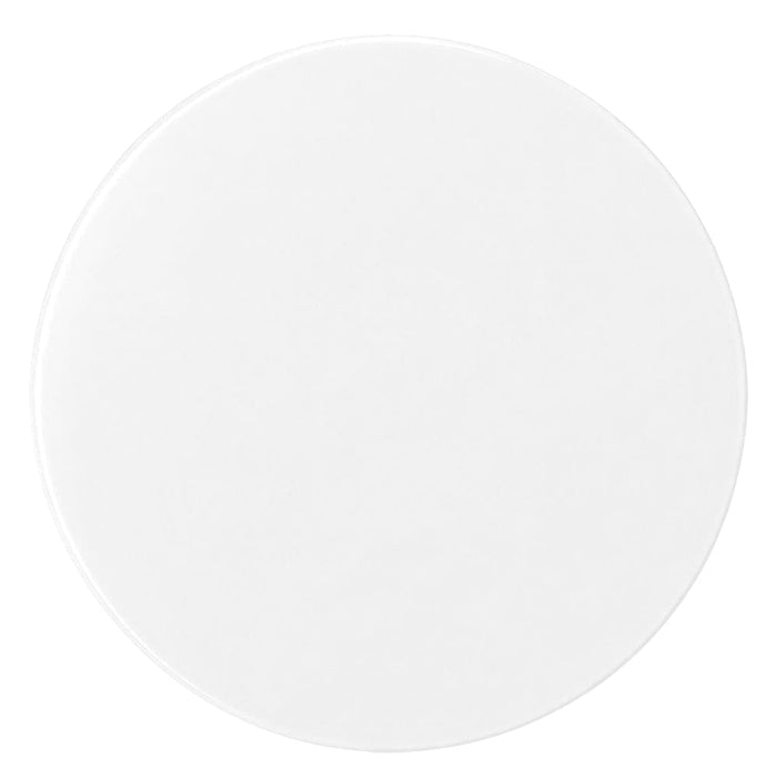 Glider slider makeup mirror - A round, white makeup mirror with a sleek design. It features a reflective surface and has a logo.
