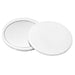 Glider slider makeup mirror - A round white makeup mirror with a sleek design, featuring a reflective surface and a smooth backing.