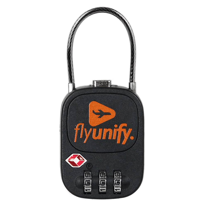 Atlas TSA Lock - A black TSA-approved padlock with a combination dial and a logo on the front.