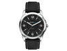Solar Unisex Watch, rPET Strap - A solar-powered unisex watch with a black face and a black rPET strap, featuring a silver metal case and logo.