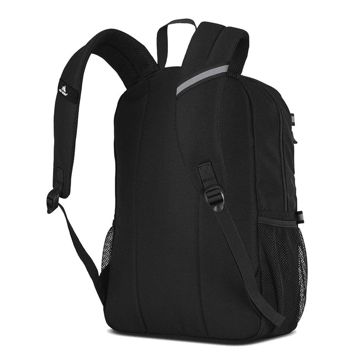 High Sierra Everclass Backpack 24L - A black High Sierra Everclass Backpack featuring adjustable straps and a mesh side pocket.