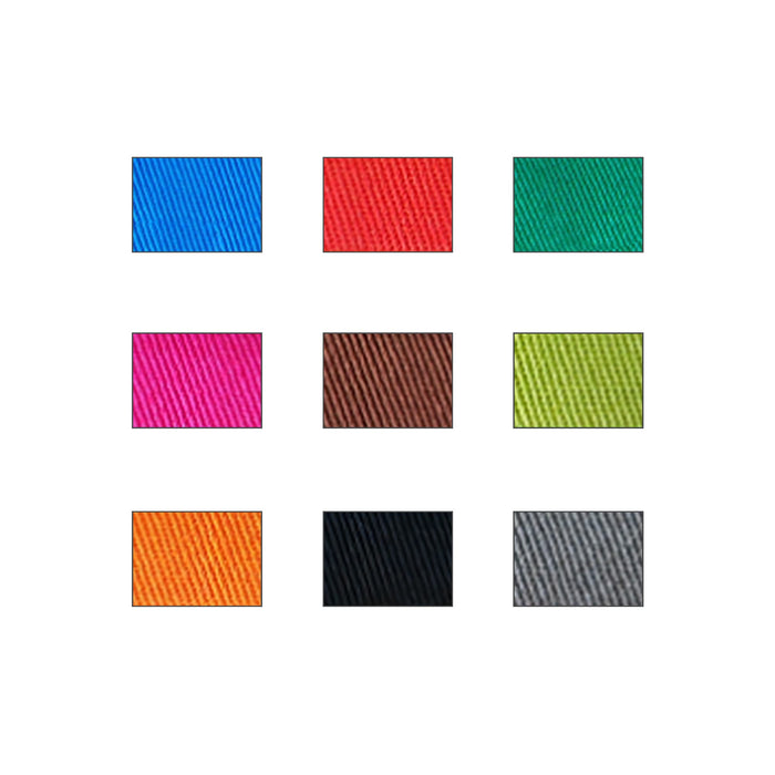 Bucket Hat with Card Pocket - A grid of nine fabric swatches in blue, red, green, pink, brown, lime, orange, black, and grey.