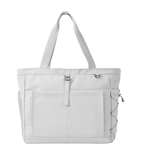 Lightweight Tennis Tote Bag - A lightweight tennis tote bag in white, featuring multiple pockets and a logo on the front.
