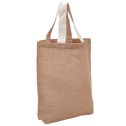 Enviro Shopper - A reusable grocery bag in a natural brown colour with white handles. The bag has a simple design and a fabric texture.