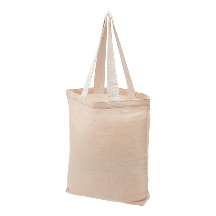 Premium Juco Tote - A beige tote bag with two fabric handles. The bag has a simple design and features a logo.