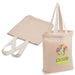 Premium Juco Tote - A natural-coloured tote bag with two handles and a logo on the front.