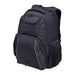 Fortress Laptop Backpack - A black laptop backpack with multiple pockets and zippers, featuring a sleek design and a subtle logo.