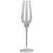 Champagne Flute - A clear glass champagne flute with a tall, slender body and a wide base. It has a smooth, elegant design.