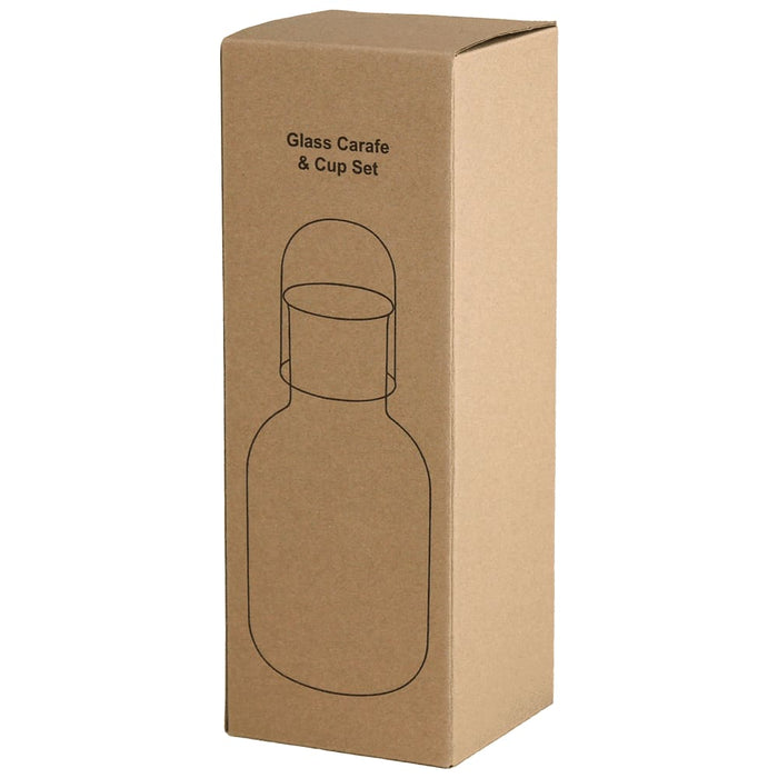 Amelie Glass Carafe & Cup Set 850ml - A cardboard box containing a glass carafe and cup set. The design is in a minimalist style with a simple outline.
