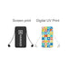 10000mAh Slim  Power Bank with Charging Cable - A slim power bank in black with a decorative multi-coloured design and integrated charging cable. Features a logo.