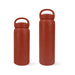 350ML/500ML Double Wall Stainless Steel Drink Bottle with Handle - A drink bottle set featuring a 350ML and a 500ML double wall stainless steel design in a deep red colour with handles.