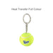 Tennis Ball Keyring - A tennis ball keyring in bright yellow with a chain and a branded logo.