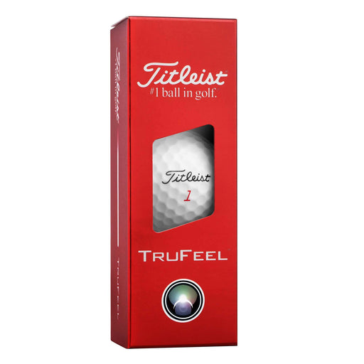 Titleist TruFeel Golf Balls - 2026 Model - 3 Ball Boxes - A red box containing three Titleist TruFeel golf balls, featuring a visible branded golf ball inside.