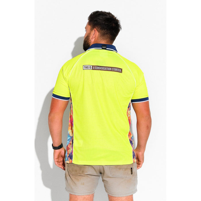 Trademutt Yellow Fractal Short Sleeve Polo - Custom Promotional Product
