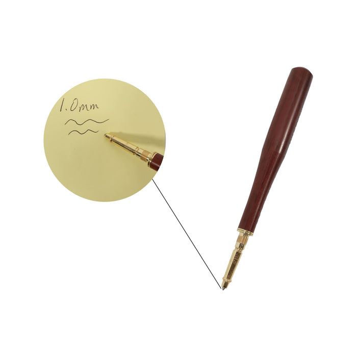 Commercial Baseball Bat Shape Pen - A baseball bat-shaped pen with a wooden finish and gold accents, displaying handwritten lines on a yellow background.