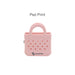 Mini EVA Holes Bag Clip - A pink mini EVA bag clip with a handle and perforated design, featuring a logo on the base.
