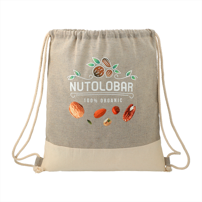 Split Recycled Cotton Drawstring Bag - Custom Promotional Product
