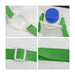 RPET 2 in 1 Water Bottle Lanyard - A drink bottle lanyard with a blue cap and green straps, featuring a plastic holder and adjustable buckle.