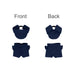 Plush Doll Racing Suit Set (10cm Doll) - A plush doll racing suit set featuring a navy blue cap and shorts, displayed from front and back angles.