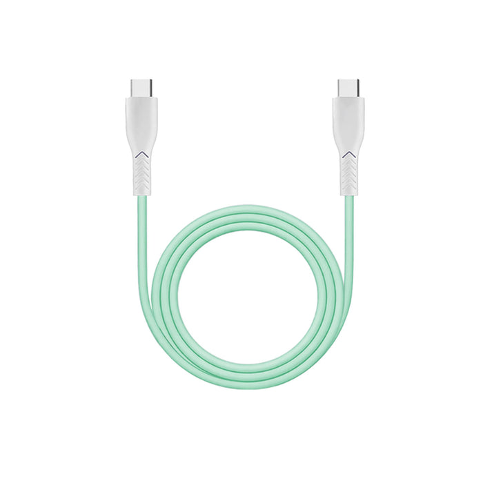 100W Fast Charging Cable - A mint green 100W fast charging cable with white connectors, featuring a logo on the connectors.
